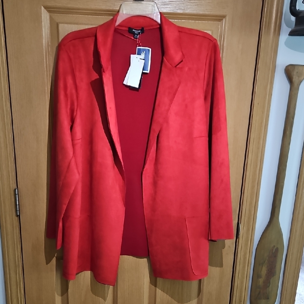 Premise Red Open-Front Blazer Jacket